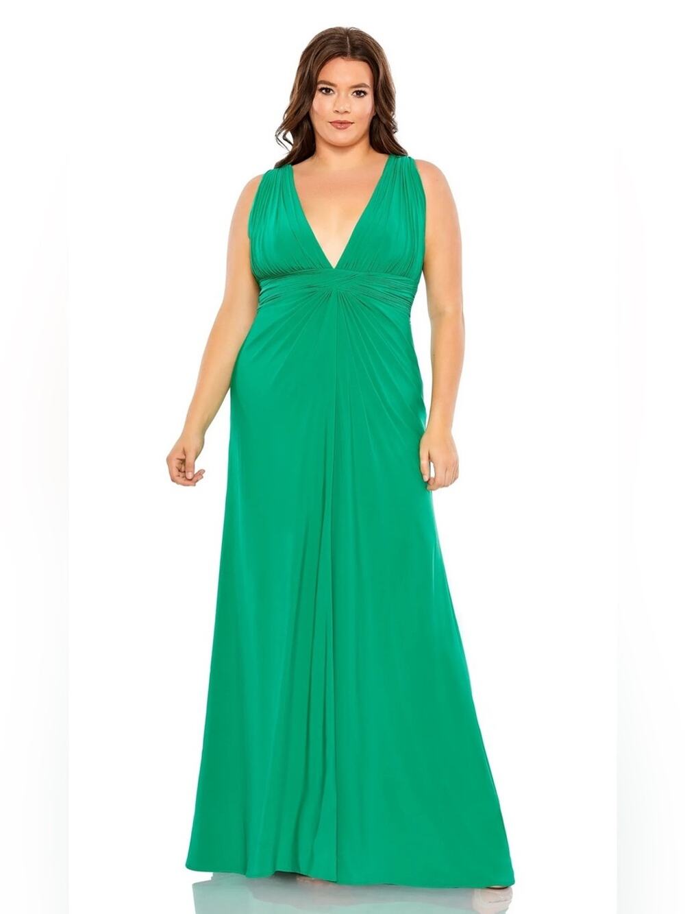 Mac Duggal 68128 Sleeveless V-Neck Long maxi Dress Jade Green NWT 16W